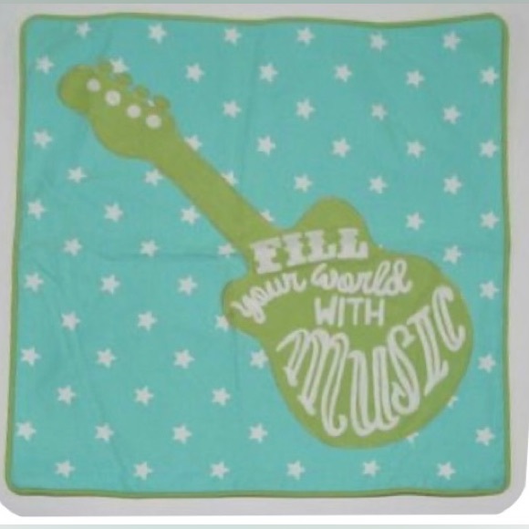 PB Teen Fill Your World With Music 18" Guitar Appliqué Pillow Cover - Picture 1 of 3